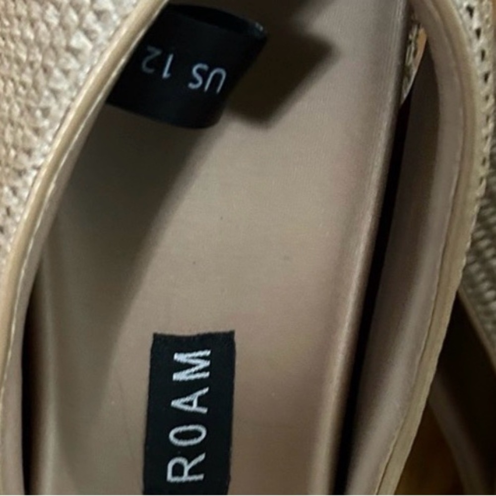 Rear ROAM Tan Woven Platform Slide Sandals - Picture 7 of 7